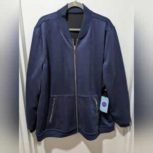 Reversible Blue and Black Zip-Up Jacket